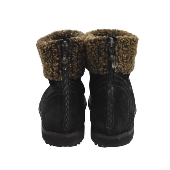 Stuart Weitzman Ankle Boots Womens 9 Black Suede Shearling Trim Rear Zipper - Picture 5 of 6